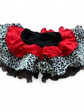 Toddler Girl Red Satin & Black Animal Print Ruffle Tutu